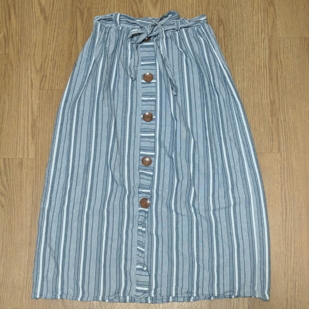 Full length blue and white skirt